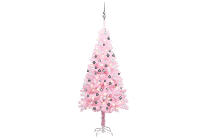 Tekojoulukuusi LED-valoilla ja palloilla pinkki 120 cm PVC - Sisustustuotteet - Joulukoristeet & juhlakoristeet - Joulukoristeet - Tekokuusi