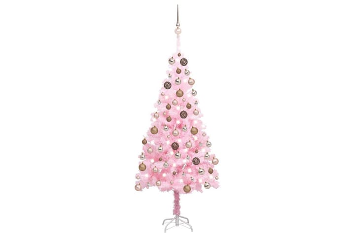 Tekojoulukuusi LED-valoilla ja palloilla pinkki 120 cm PVC - Sisustustuotteet - Joulukoristeet & juhlakoristeet - Joulukoristeet - Tekokuusi