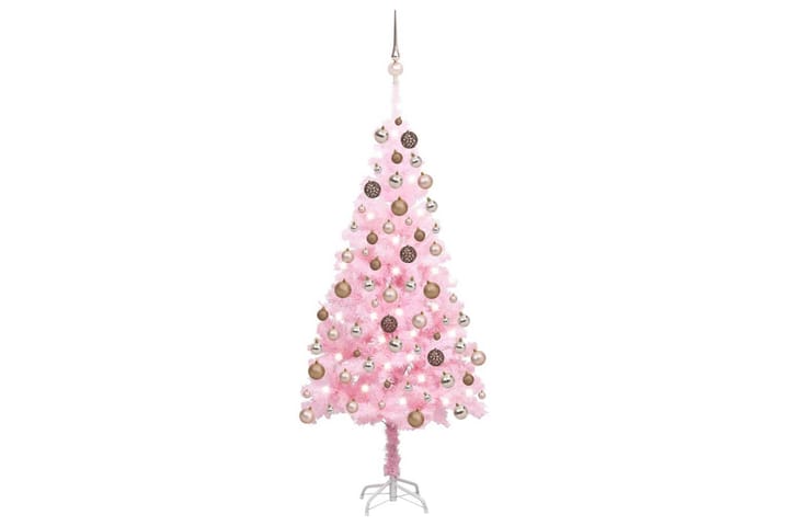 Tekojoulukuusi LED-valoilla ja palloilla pinkki 150 cm PVC - Sisustustuotteet - Joulukoristeet & juhlakoristeet - Joulukoristeet - Tekokuusi