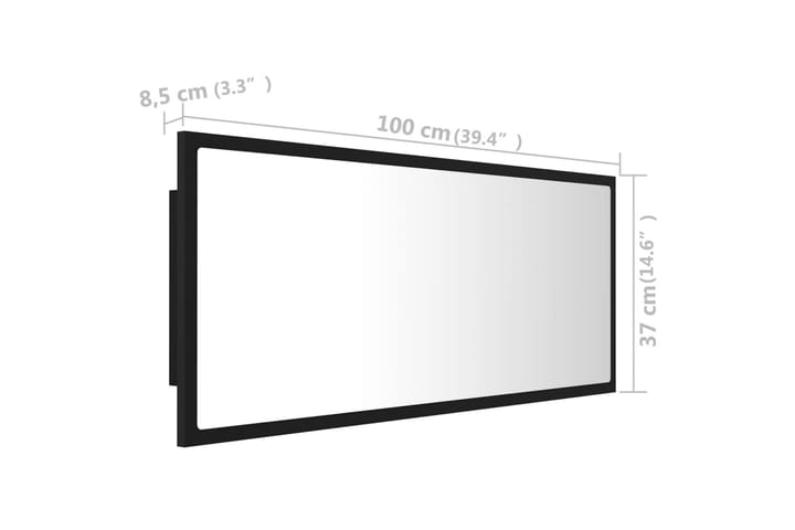 Kylpyhuonepeili LED 100x8,5x37 cm - Musta - Sisustustuotteet - Peili