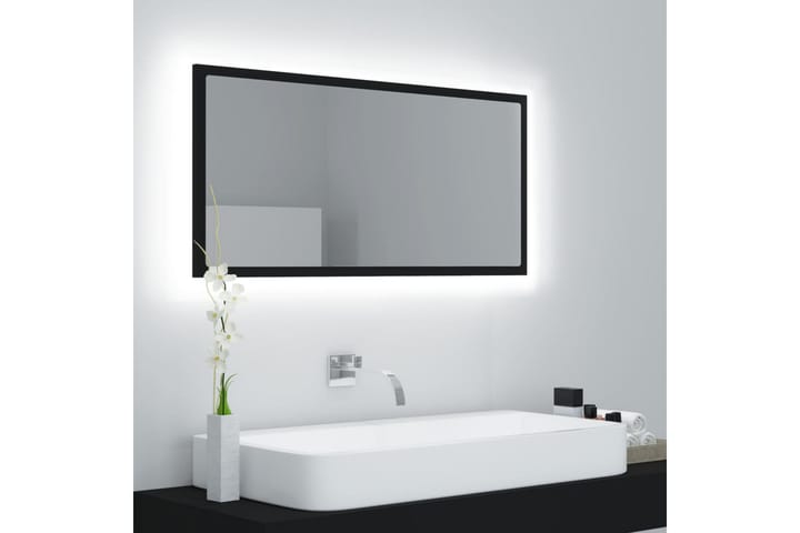 Kylpyhuonepeili LED 90x8,5x37 cm - Musta - Peili - Kylpyhuoneen peilit - Kylpyhuonepeili valaistuksella