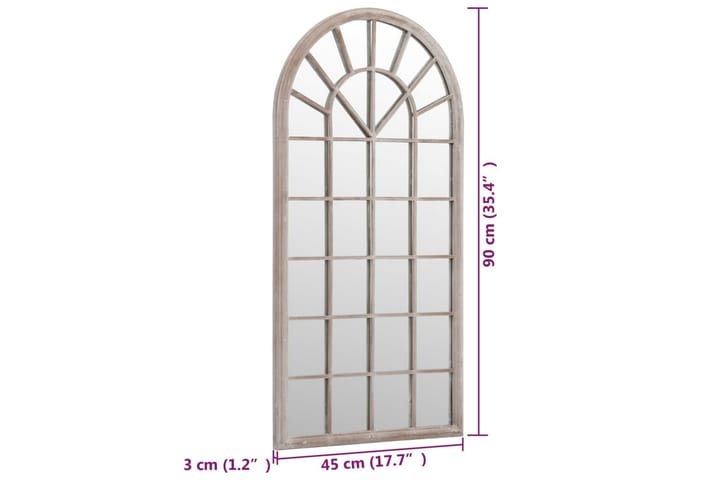 Puutarhapeili hiekka 90x45 cm rauta ulkokäyttöön - Kerma - Sisustustuotteet - Peili