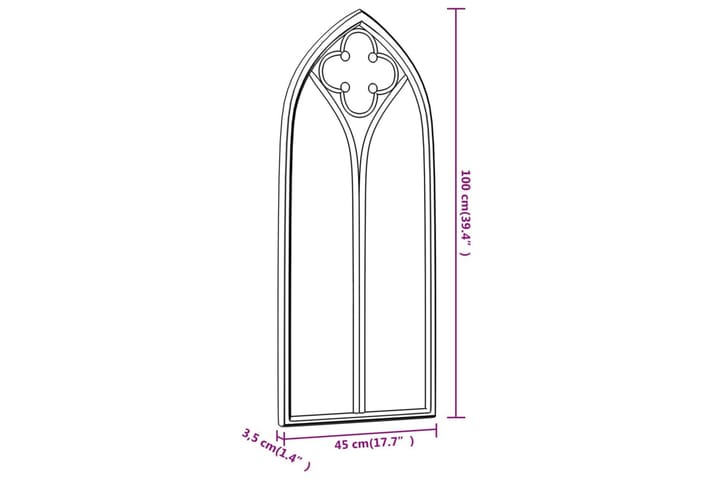 Puutarhapeili musta 100x45 cm rauta ulkokäyttöön - Musta - Sisustustuotteet - Peili