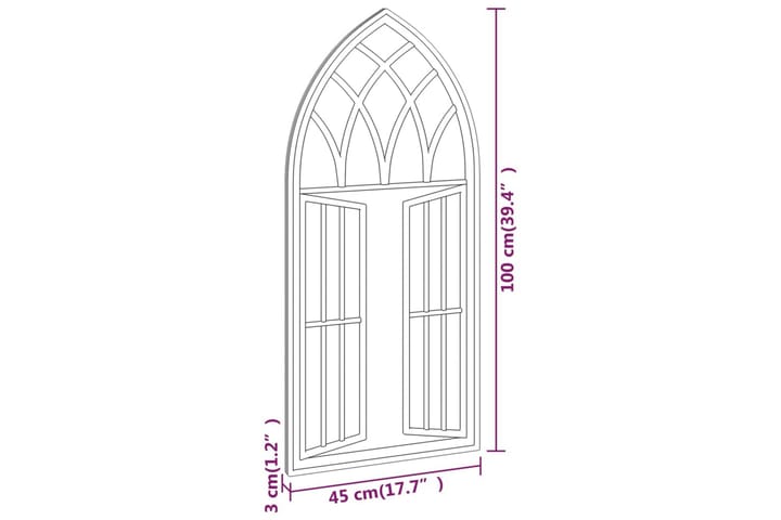Puutarhapeili musta 100x45 cm rauta ulkokäyttöön - Musta - Sisustustuotteet - Peili