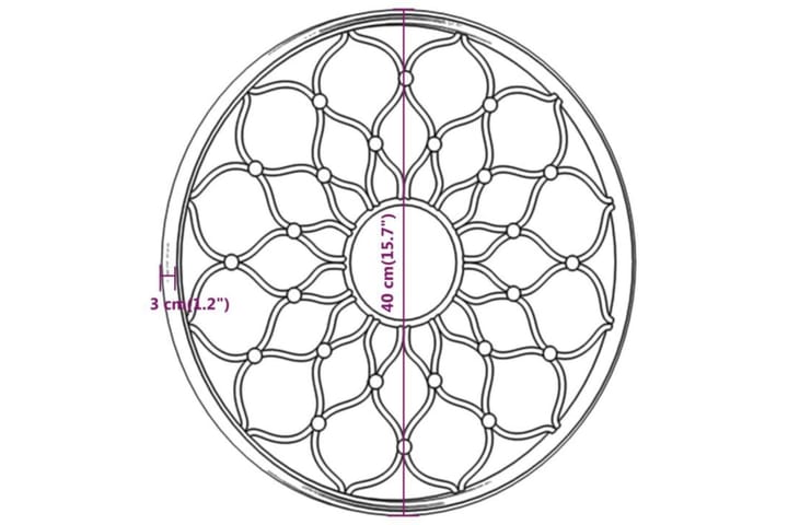 Puutarhapeili musta 40x3 cm rauta pyöreä ulkokäyttöön - Musta - Sisustustuotteet - Peili