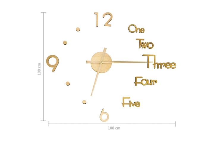 3D-seinäkello moderni muotoilu kulta 100 cm XXL - Kulta - Sisustustuotteet - Seinäkoristeet - Kellot