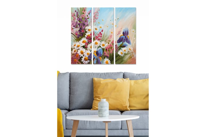 Canvastaulu Floral 3-pak Monivärinen - 20x50 cm - Sisustustuotteet - Seinäkoristeet