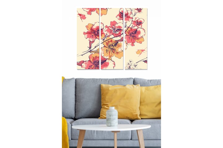 Canvastaulu Floral 3-pak Monivärinen - 20x50 cm - Sisustustuotteet - Seinäkoristeet