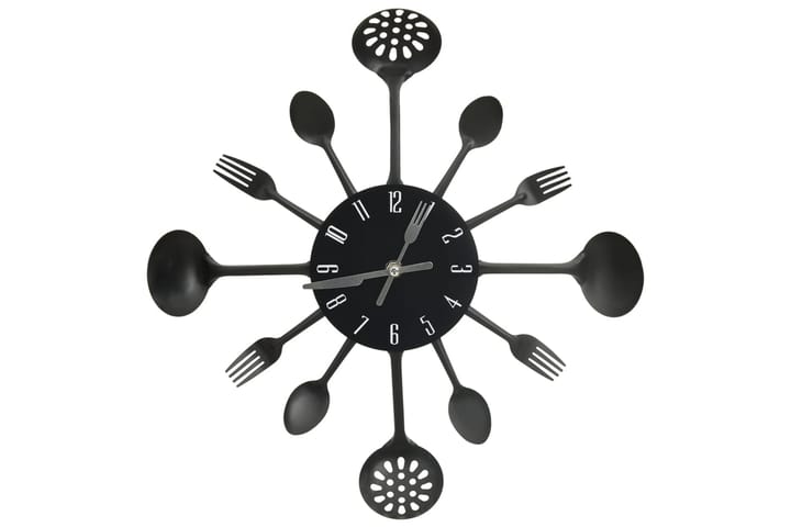 325163 Wall Clock with Spoon and Fork Design Black 40 cm Alu - Musta - Kellot