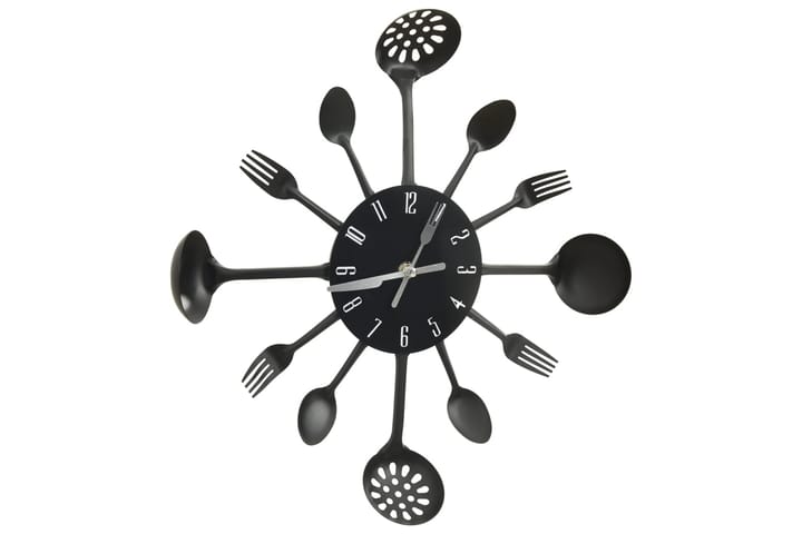 325163 Wall Clock with Spoon and Fork Design Black 40 cm Alu - Musta - Kellot