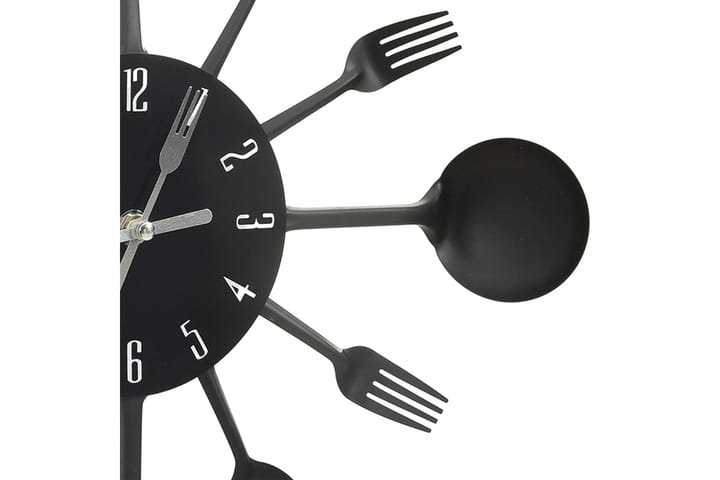 325163 Wall Clock with Spoon and Fork Design Black 40 cm Alu - Musta - Kellot