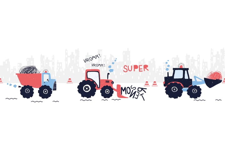 AS Creation Itseliimautuva Boordi Super Tractor Punainen - AS Creation - Sisustustuotteet - Seinäkoristeet - Tapetit - Tapettien lisätarvikkeet - Tapettiboordi