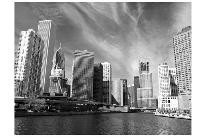 Valokuvatapetti Chicago Skyline Mustavalkoinen 350x270 - Artgeist sp. z o. o. - Sisustustuotteet - Seinäkoristeet - Tapetit - Valokuvatapetit