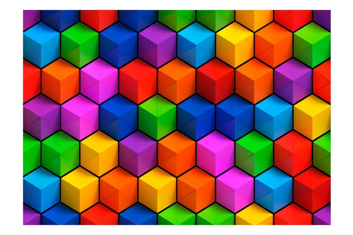 Valokuvatapetti Colorful Geometric Boxes 250x175 - Artgeist sp. z o. o. - Sisustustuotteet - Seinäkoristeet - Tapetit - Valokuvatapetit