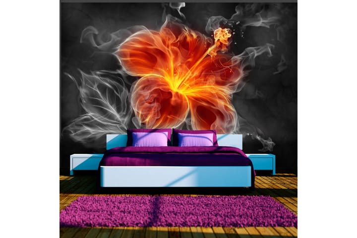 Valokuvatapetti Fiery Flower Inside The Smoke 150x105 - Artgeist sp. z o. o. - Sisustustuotteet - Seinäkoristeet - Tapetit - Valokuvatapetit