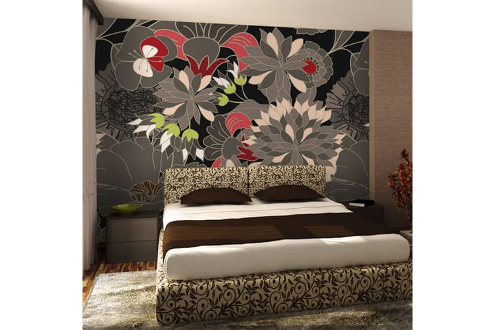 Valokuvatapetti Floral Design Gray 200x154 - Artgeist sp. z o. o. - Sisustustuotteet - Seinäkoristeet - Tapetit - Valokuvatapetit