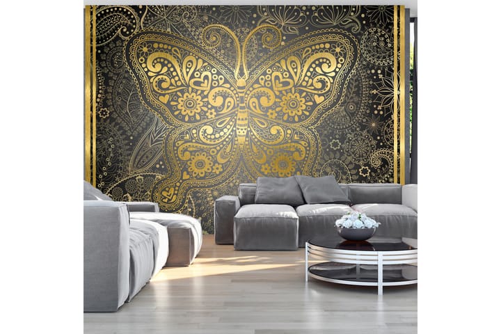 Valokuvatapetti Golden Butterfly 350x245 - Artgeist sp. z o. o. - Sisustustuotteet - Seinäkoristeet - Tapetit - Valokuvatapetit