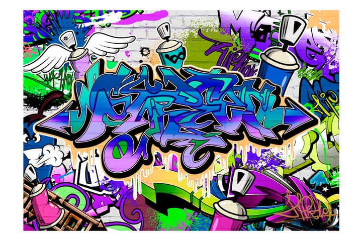 Valokuvatapetti Graffiti Violet Theme 100x70 - Artgeist sp. z o. o. - Sisustustuotteet - Seinäkoristeet - Tapetit - Valokuvatapetit