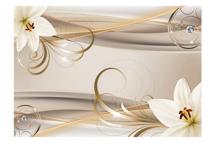 Valokuvatapetti Lilies And The Gold Spirals 100x70 - Artgeist sp. z o. o. - Sisustustuotteet - Seinäkoristeet - Tapetit - Valokuvatapetit