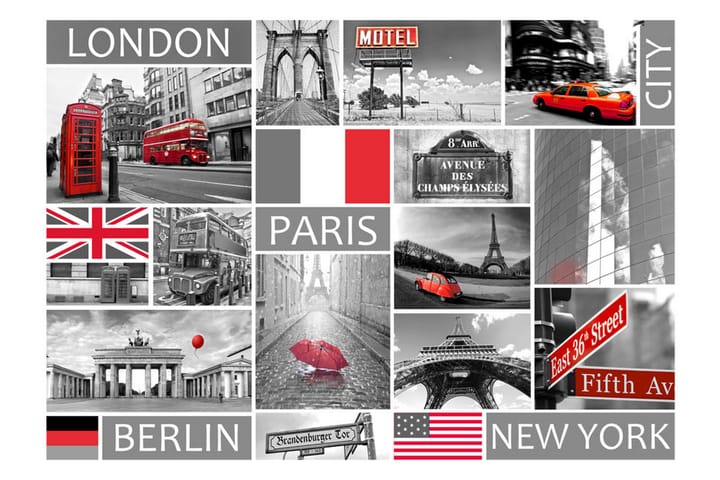 Valokuvatapetti London Paris Berlin New York 200x140 - Artgeist sp. z o. o. - Sisustustuotteet - Seinäkoristeet - Tapetit - Valokuvatapetit