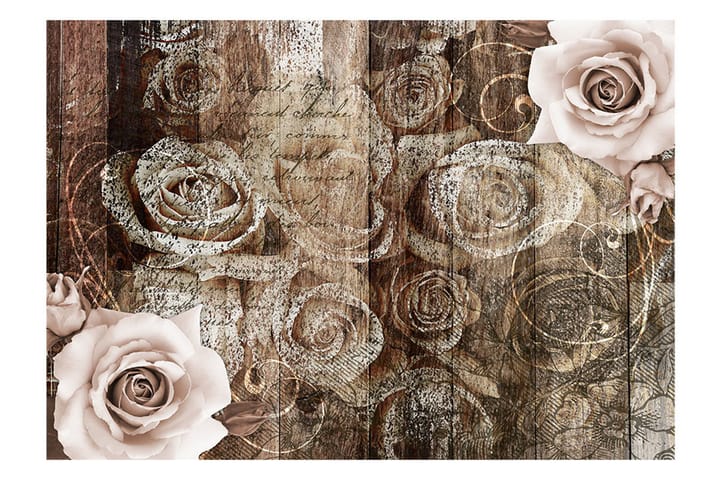 Valokuvatapetti Old Wood & Roses 200x140 - Artgeist sp. z o. o. - Sisustustuotteet - Seinäkoristeet - Tapetit - Valokuvatapetit