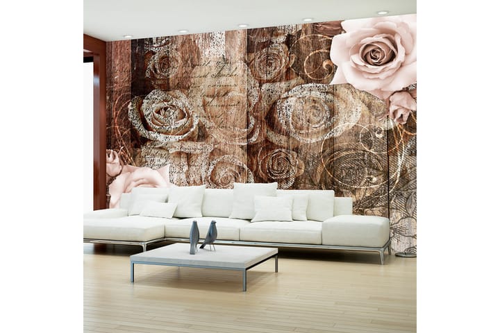 Valokuvatapetti Old Wood & Roses 350x245 - Artgeist sp. z o. o. - Sisustustuotteet - Seinäkoristeet - Tapetit - Valokuvatapetit