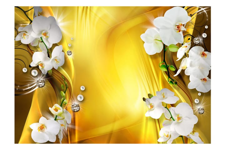 Valokuvatapetti Orchid In Gold 150x105 - Artgeist sp. z o. o. - Sisustustuotteet - Seinäkoristeet - Tapetit - Valokuvatapetit