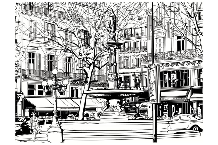 Valokuvatapetti Sketch Of Parisian Fountain 300x231 - Artgeist sp. z o. o. - Sisustustuotteet - Seinäkoristeet - Tapetit - Valokuvatapetit