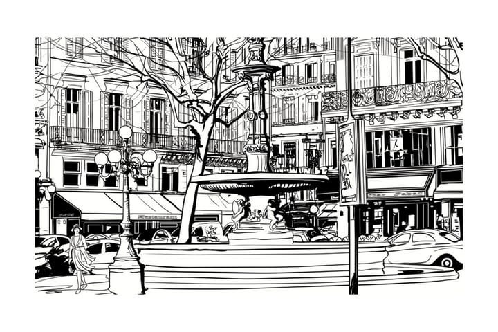 Valokuvatapetti Sketch Of Parisian Fountain 450x270 - Artgeist sp. z o. o. - Sisustustuotteet - Seinäkoristeet - Tapetit - Valokuvatapetit