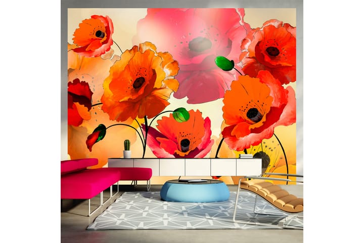 Valokuvatapetti Velvet Poppies 350x270 - Artgeist sp. z o. o. - Sisustustuotteet - Seinäkoristeet - Tapetit - Valokuvatapetit