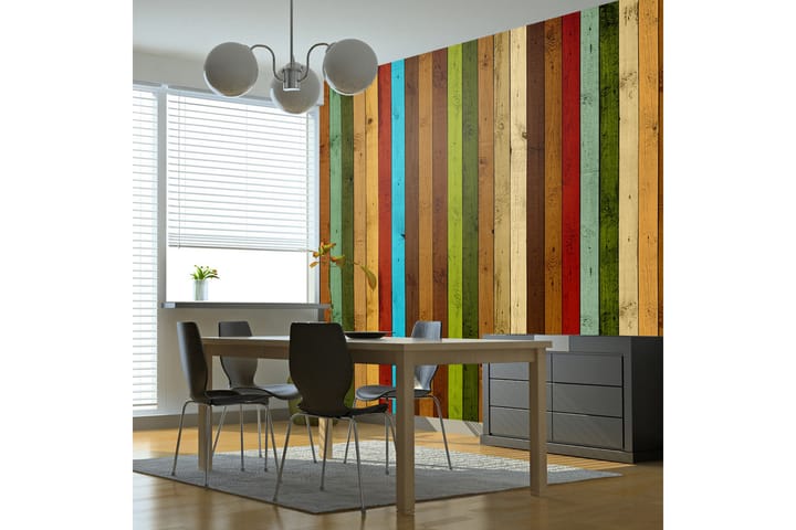 Valokuvatapetti Wooden Rainbow 200x154 - Artgeist sp. z o. o. - Sisustustuotteet - Seinäkoristeet - Tapetit - Valokuvatapetit