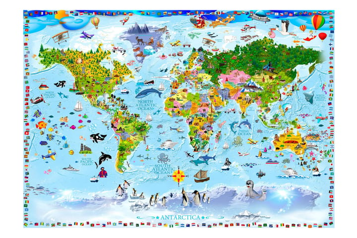 Valokuvatapetti World Map For Kids 200x140 - Artgeist sp. z o. o. - Sisustustuotteet - Seinäkoristeet - Tapetit - Valokuvatapetit