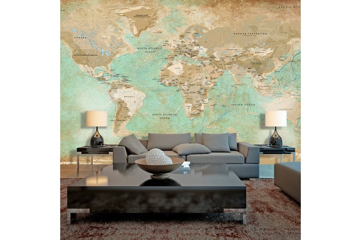 Valokuvatapetti XXL Turquoise World Map II 500x280 - Artgeist sp. z o. o. - Sisustustuotteet - Seinäkoristeet - Tapetit - Valokuvatapetit