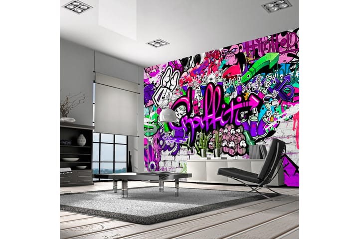 Valokuvatapetti Purple Graffiti 350x245 - Artgeist sp. z o. o. - Sisustustuotteet - Seinäkoristeet - Tapetit - Valokuvatapetit