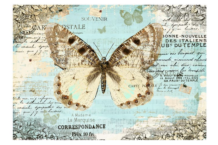 Valokuvatapetti Postcard With Butterfly 350x245 - Artgeist sp. z o. o. - Sisustustuotteet - Seinäkoristeet - Tapetit - Valokuvatapetit