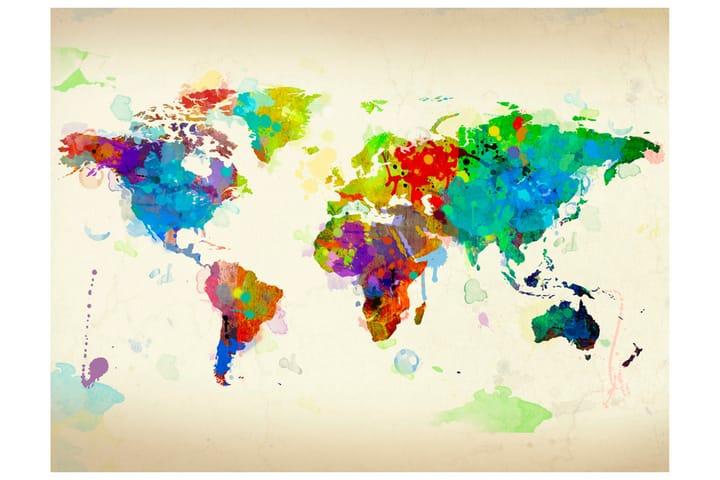 Valokuvatapetti Paint Splashes Map Of The World 400x309 - Artgeist sp. z o. o. - Sisustustuotteet - Seinäkoristeet - Tapetit - Valokuvatapetit