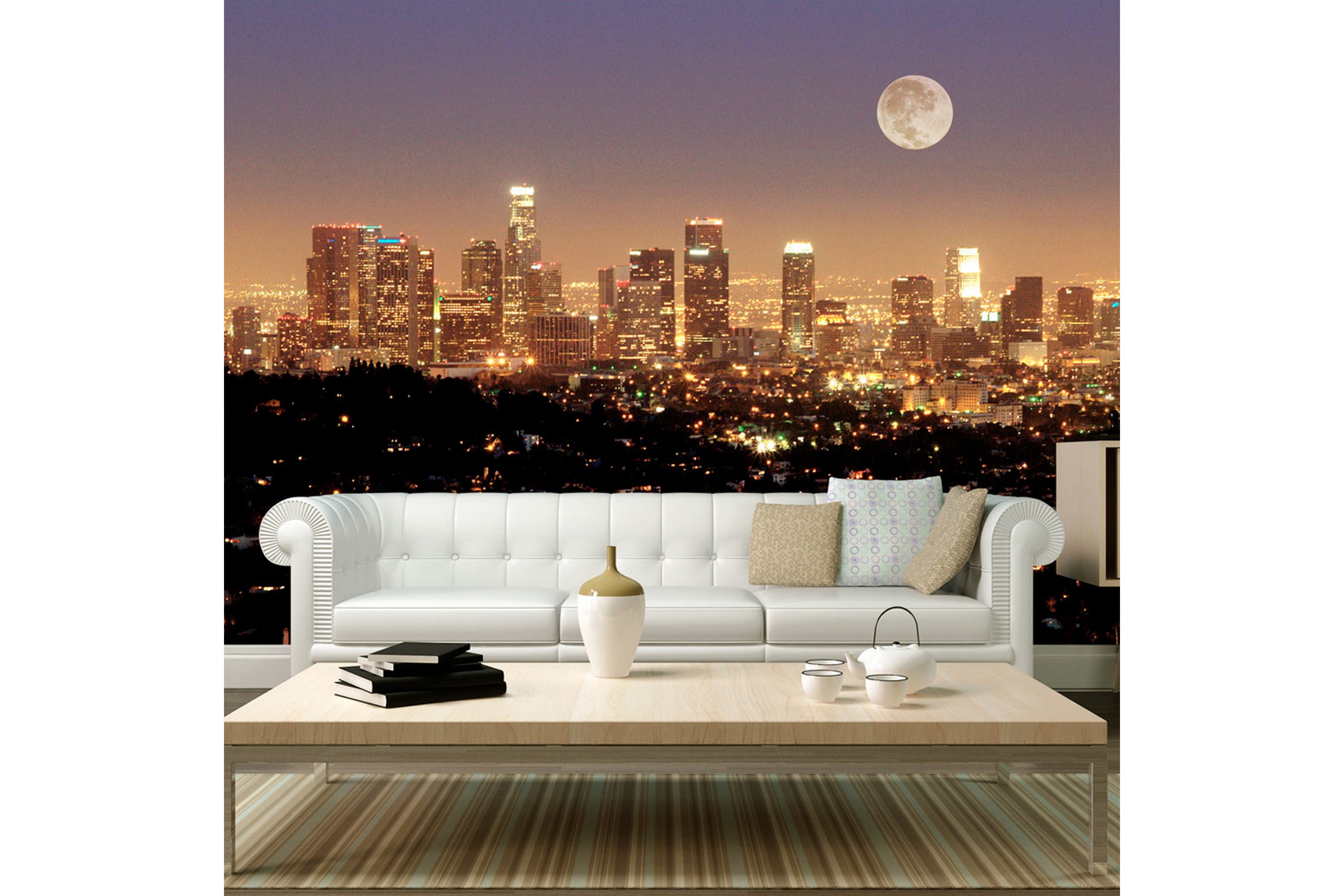 Valokuvatapetti Moon Over City of Angels 200x154 - Artgeist sp. z o. o.