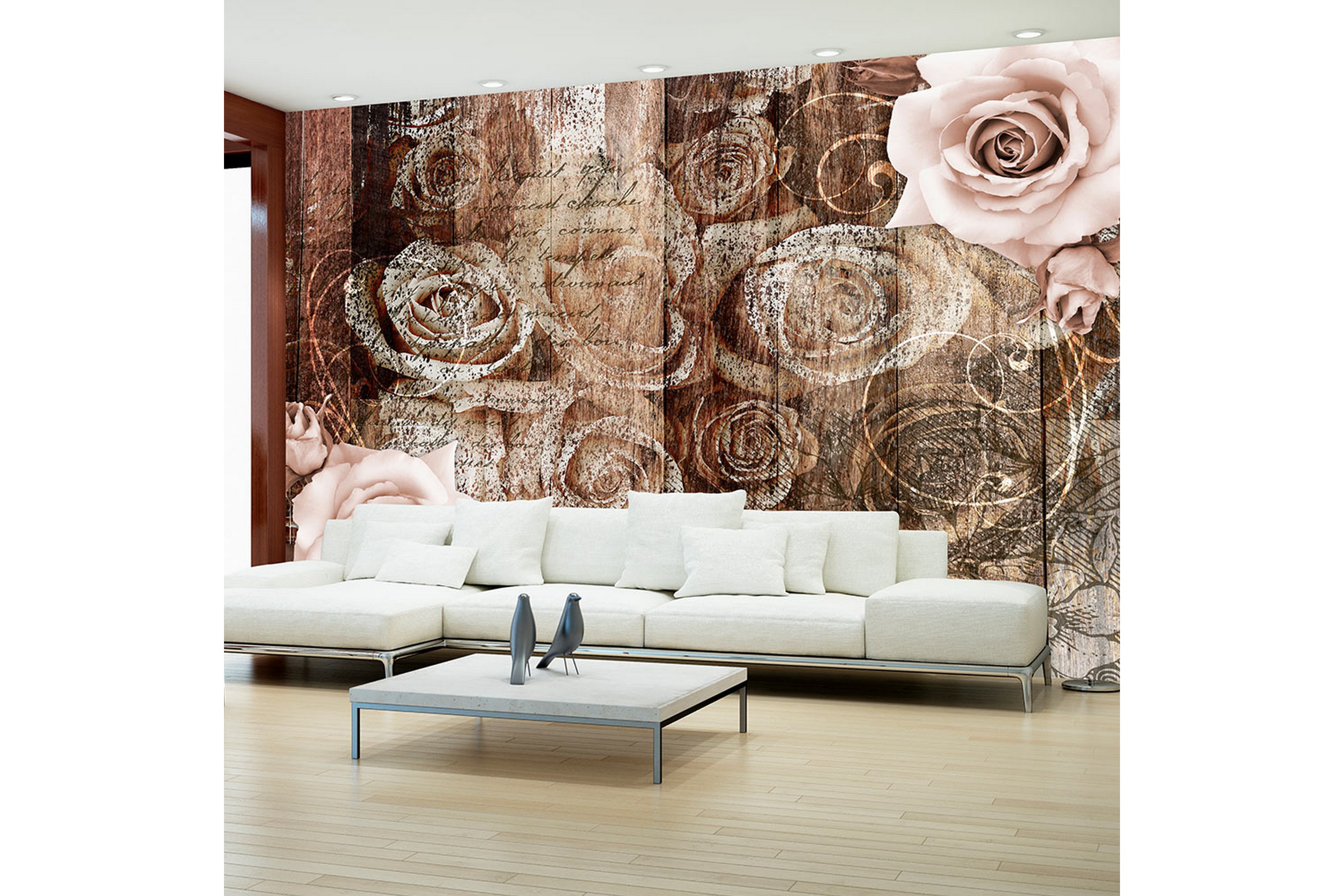 Valokuvatapetti Old Wood & Roses 150x105 - Artgeist sp. z o. o.