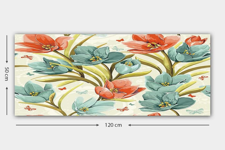 Canvastaulu YTY Floral & Botanical Monivärinen - 120x50 cm - Sisustustuotteet - Taulu & taide - Canvas-taulu