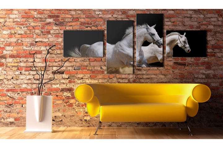 Taulu Animal World- White Horses Galloping 200x90 - Artgeist sp. z o. o. - Canvas-taulu - Seinäkoristeet