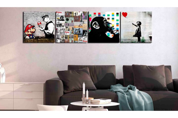 Taulu Banksy Collage (4 Parts) 90x90 - Artgeist sp. z o. o. - Sisustustuotteet - Taulu & taide - Canvas-taulu