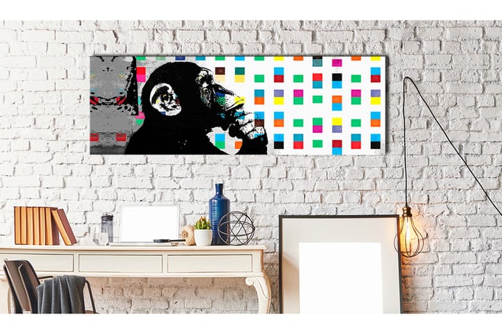 Taulu Banksy: The Thinker Monkey 120x40 - Artgeist sp. z o. o. - Sisustustuotteet - Taulu & taide - Canvas-taulu