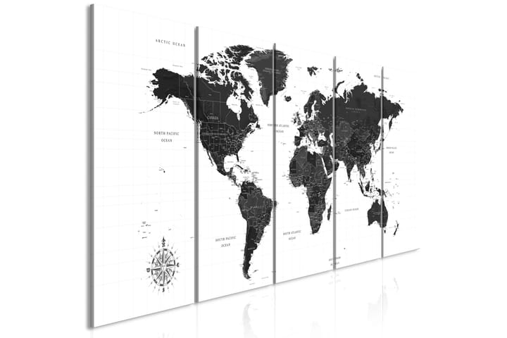 Taulu Black And White Map 5 Parts Narrow 200x80 - Artgeist sp. z o. o. - Sisustustuotteet - Taulu & taide - Canvas-taulu