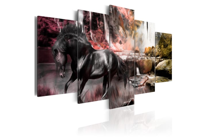 Taulu Black Horse On Crimson Sky Background 200x100 - Artgeist sp. z o. o. - Sisustustuotteet - Taulu & taide - Canvas-taulu