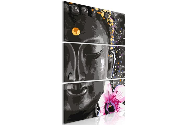 Taulu Buddha And Flower 3 Parts Vertical 80x120 - Artgeist sp. z o. o. - Canvas-taulu - Seinäkoristeet
