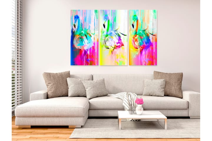 Taulu Colourful Flamingos 3 Parts 90x60 - Artgeist sp. z o. o. - Sisustustuotteet - Taulu & taide - Canvas-taulu