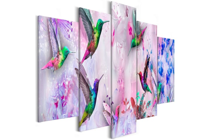 Taulu Colourful Hummingbirds 5 Parts Wide Violet 200x100 - Artgeist sp. z o. o. - Sisustustuotteet - Taulu & taide - Canvas-taulu