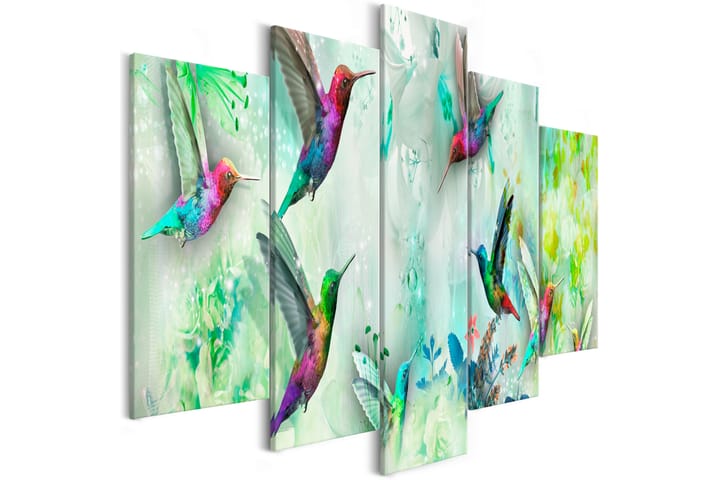 Taulu Colourful Hummingbirds 5 Parts Wide Green 100x50 - Artgeist sp. z o. o. - Sisustustuotteet - Taulu & taide - Canvas-taulu