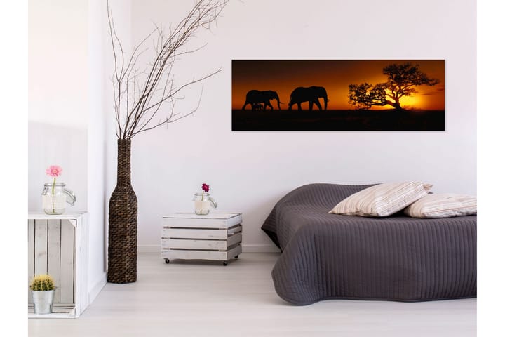 Taulu Elephant Family (Orange) 120x40 - Artgeist sp. z o. o. - Sisustustuotteet - Taulu & taide - Canvas-taulu