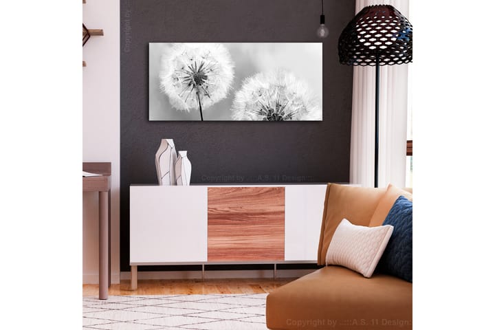 Taulu Fluffy Dandelions (1 Part) Grey Wide 100x45 - Artgeist sp. z o. o. - Sisustustuotteet - Taulu & taide - Canvas-taulu